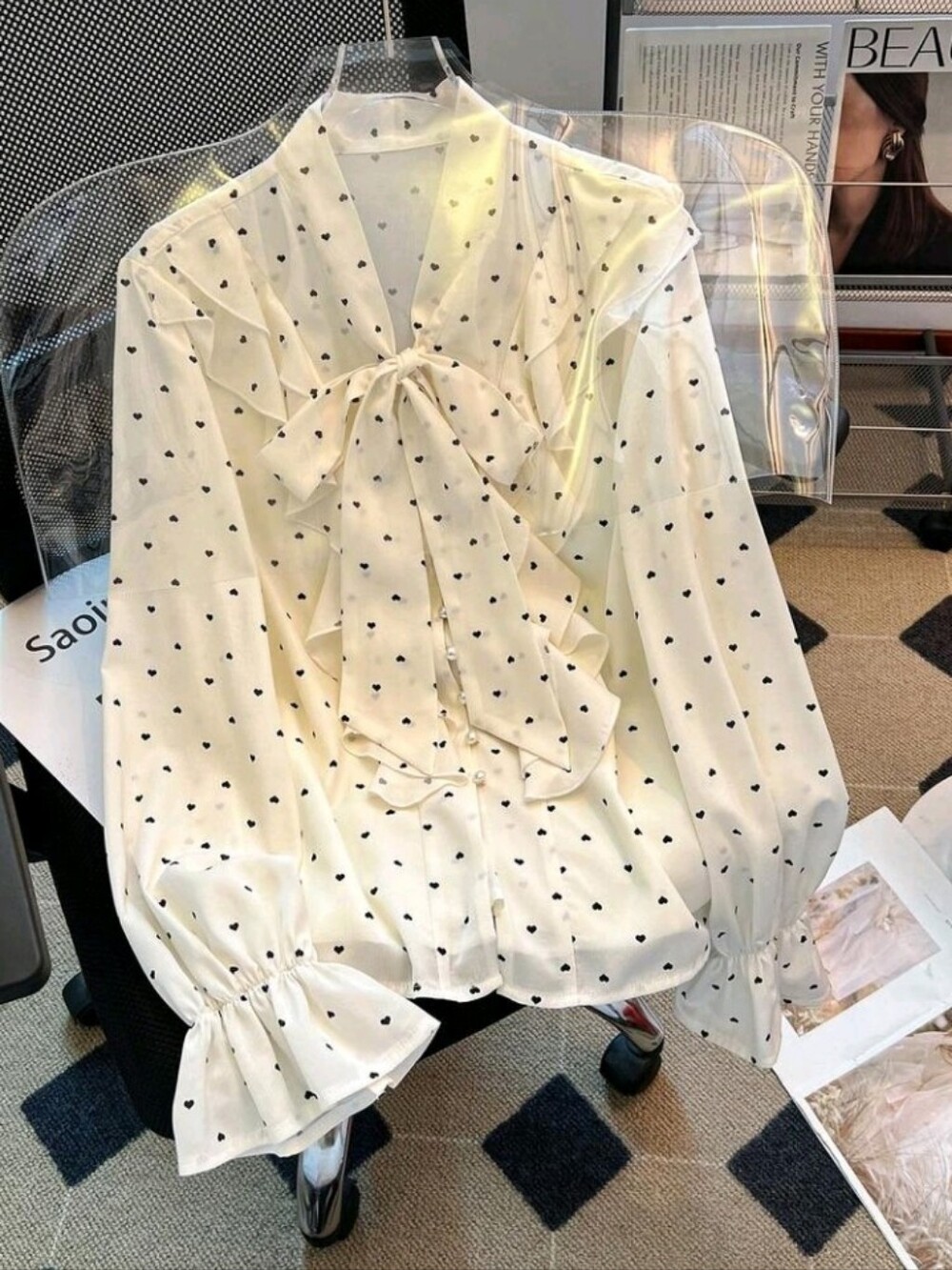 Women's New Spring/Summer Elegant And Sweet Ruffled Heart-Shaped Tie-Front Long